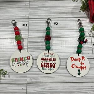 Grinch Christmas Beaded Purse Charms for Festive Stocking Stuffers